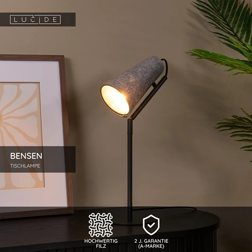 Lucide BENSEN - Tischlampe - 1xE14 - Grau - USP